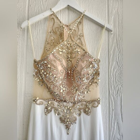 Cinderella beaded white prom gown dress - Picture 2 of 9